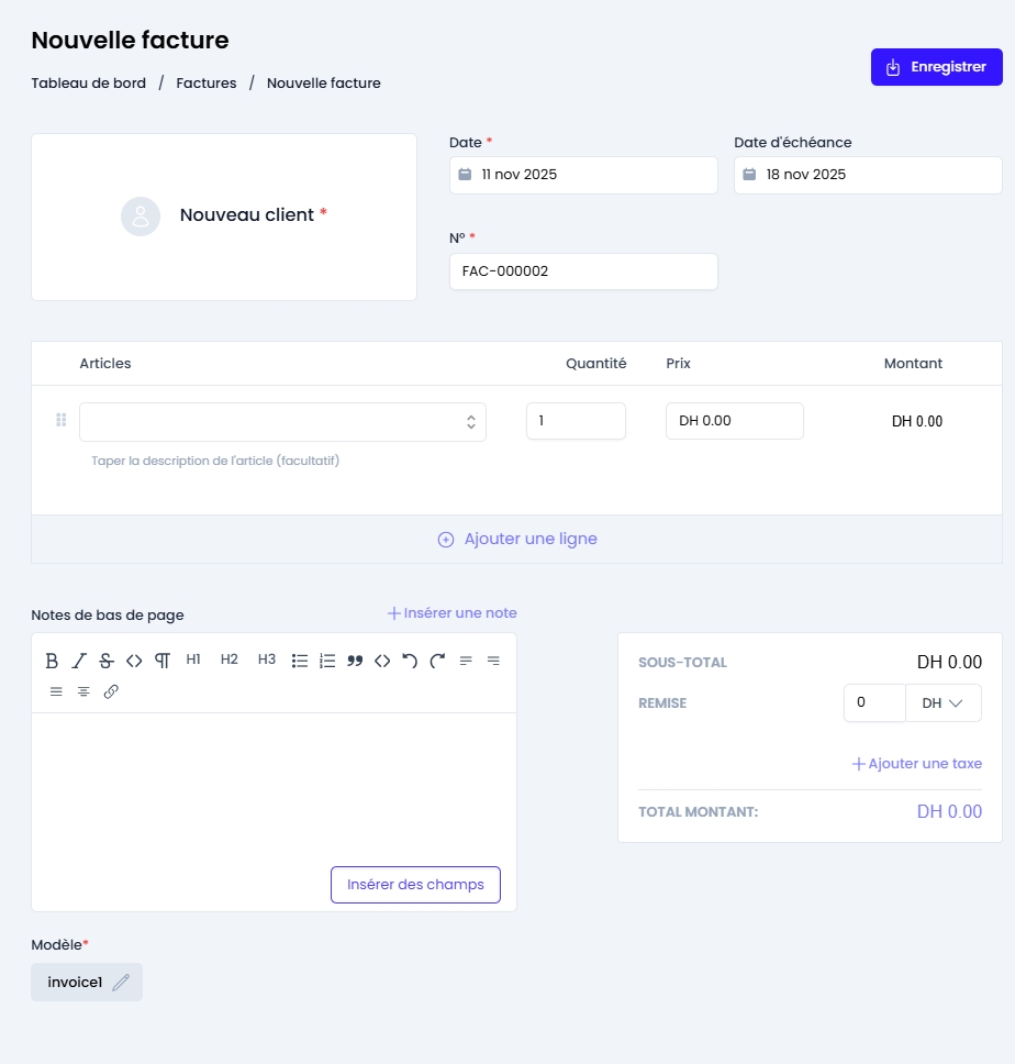 Création de facture